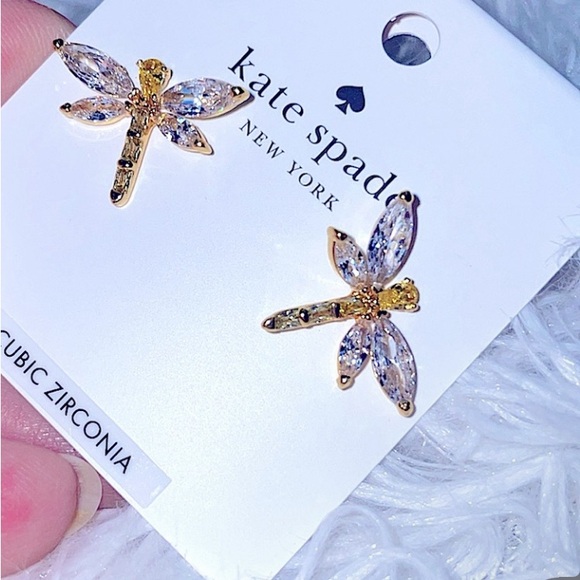 LAST NWT Kate Spade NY Dragonfly Stud earrings with Dust Bag! Sold out novelty! - Picture 4 of 8